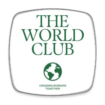 Le Club du Monde – Surmonter les frontières - Magnet carré - blanc - Devant