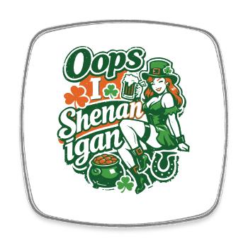 Oops I Shenan-igan Leprechaun St Patrick Girl - Viereckiger Kühlschrankmagnet - Weiß - Vorne