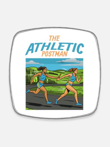 Relay Race: The Athletic Postman - Square fridge magnet - white