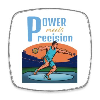 Power meets precision – discus throw - Square fridge magnet - white - Front