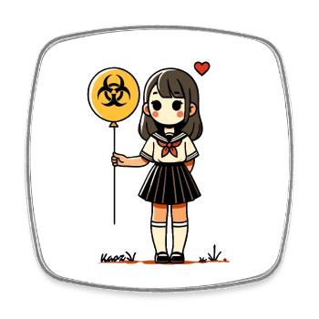 Biohazard Balloon Girl Sailor - Viereckiger Kühlschrankmagnet - Weiß - Vorne