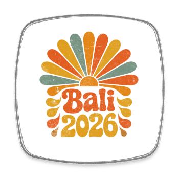 Bali 2026 Retro Sonnenburst - Viereckiger Kühlschrankmagnet - Weiß - Vorne