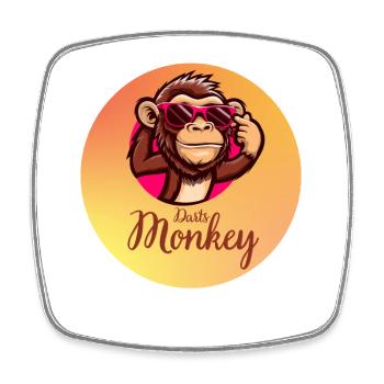 Darts Monkey Brillenmotiv - Viereckiger Kühlschrankmagnet - Weiß - Vorne