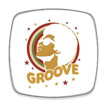 70s Funk Afro Soul Retro Vintage Groove Style - Viereckiger Kühlschrankmagnet - Weiß - Vorne