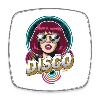 Disco Diva Neon Pop Art 70s Funk Afro Soul Retro - Square fridge magnet - white - Front