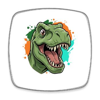 Impression néon T-Rex Paint Splash - Magnet carré - blanc - Devant