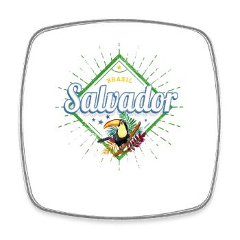 Salvador Bahia Brazil Retro Toucan Souvenir - Square fridge magnet - white - Front