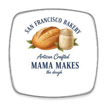 Pain au levain : Maman qui fait la pâte - Magnet carré - blanc - Devant