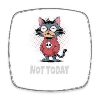 Chat fatigué Pas Aujourd’hui – Humour de chat - Magnet carré - blanc - Devant