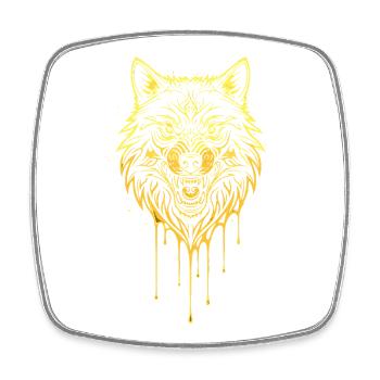 Wolf Kopf Gold Edition - Viereckiger Kühlschrankmagnet - Weiß - Vorne