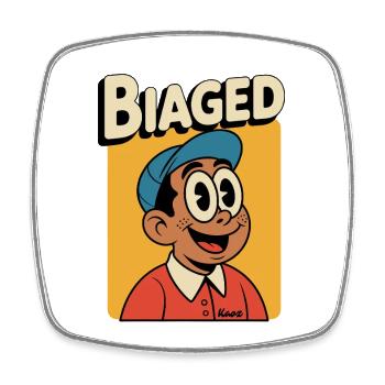 Biaged Retro Cartoon Hero - Square fridge magnet - white - Front