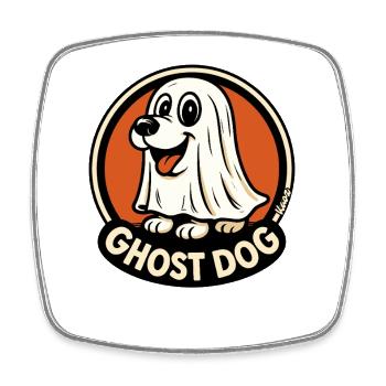 Logo du cercle de dessins animés du chien fantôme - Magnet carré - blanc - Devant