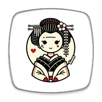Geisha Kawaii Blossom Charm - Square fridge magnet - white - Front