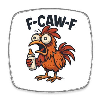 F-CAW-F Eltern Hahn Huhn Humor Geschenkidee - Viereckiger Kühlschrankmagnet - Weiß - Vorne
