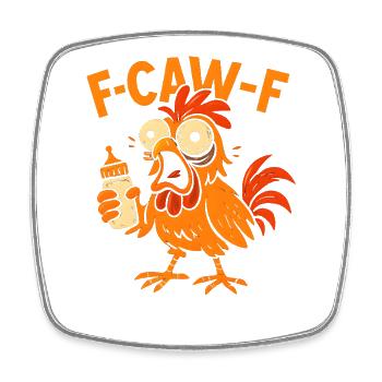 F-CAW-F Eltern Hahn Huhn Humor Geschenkidee - Viereckiger Kühlschrankmagnet - Weiß - Vorne