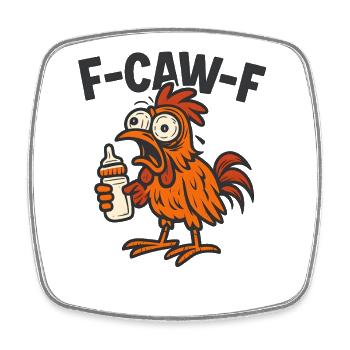 F-CAW-F Eltern Hahn Huhn Humor Geschenkidee - Viereckiger Kühlschrankmagnet - Weiß - Vorne