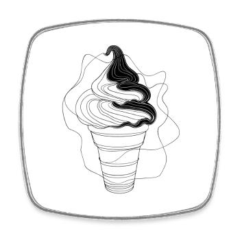 Croquis de cornet de crème glacée - Magnet carré - blanc - Devant