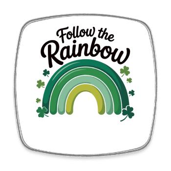 Follow The Rainbow St Patricks Day T-Shirt - Square fridge magnet - white - Front