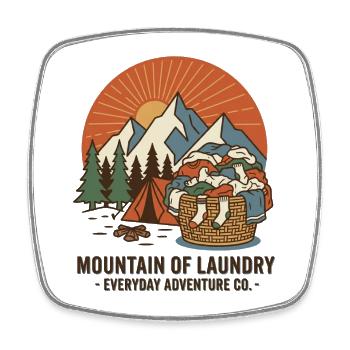 Montagne de linge – Humour en plein air Berg Wäsche - Magnet carré - blanc - Devant