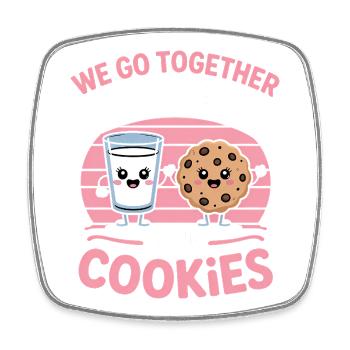 Milk and Cookies Best Friends Kawaii Design - Magnet carré - blanc - Devant