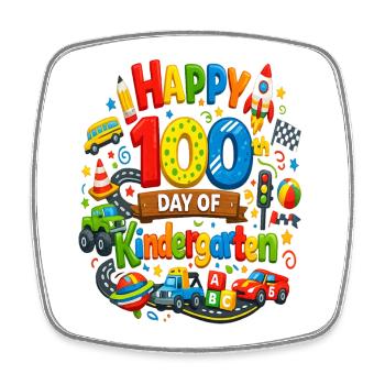 Happy 100 Day of Kindergarten – 100th Kindergarten - Square fridge magnet - white - Front