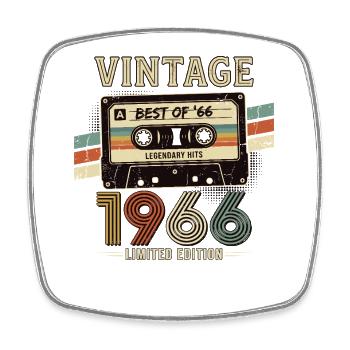 Vintage-Kassetten-Retro-Edition von 1966 - Viereckiger Kühlschrankmagnet - Weiß - Vorne