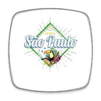 Sao Paulo in Brasilien Vintage Design mit Tukan - Viereckiger Kühlschrankmagnet - Weiß - Vorne