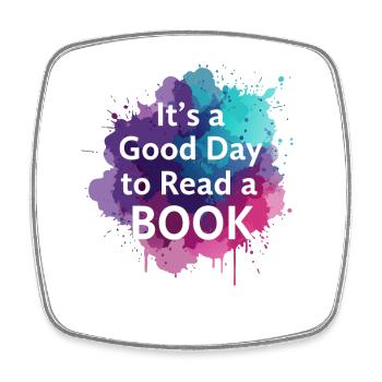Reading Books Good Day - Square fridge magnet - white - Front