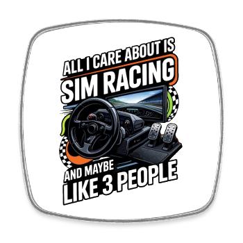 Alles Was Mich Interessiert Ist Sim Racing Und Vie - Viereckiger Kühlschrankmagnet - Weiß - Vorne