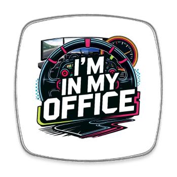 Ich bin in meinem Büro - Viereckiger Kühlschrankmagnet - Weiß - Vorne