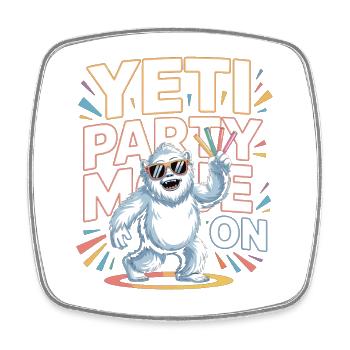 Yeti Party Mode – Lustiges Party Monster - Viereckiger Kühlschrankmagnet - Weiß - Vorne