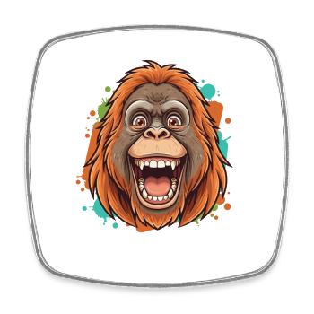 Laughing Orangutan Comic - Square fridge magnet - white - Front