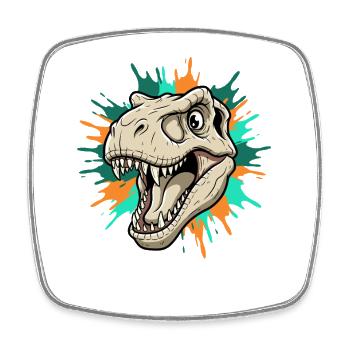 T-Rex Head with Paint Splashes - Square fridge magnet - white - Front