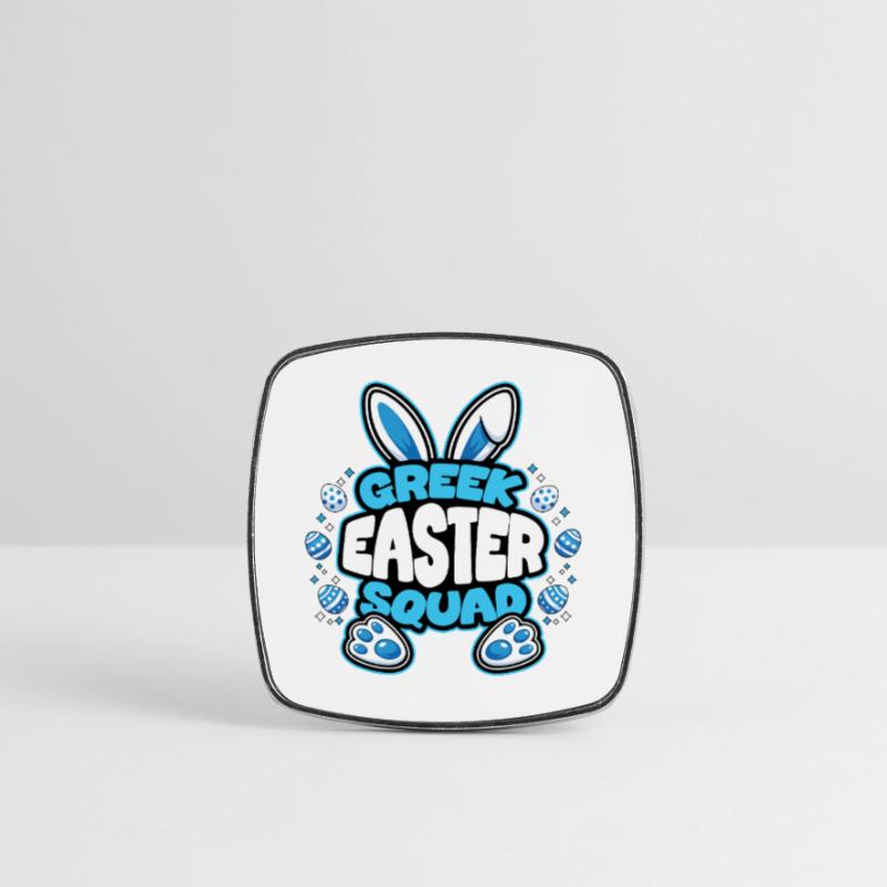 Greek Easter Squad Easter Bunny Easter Egg Square fridge magnet