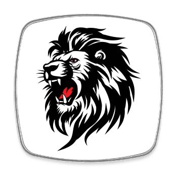 Rowing Lion Silhouette with Red Tongue - Square fridge magnet - white - Front