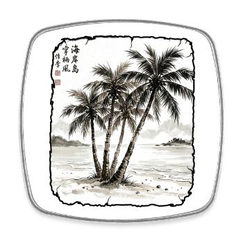 Palmen Strand Asiatisch - Viereckiger Kühlschrankmagnet - Weiß - Vorne
