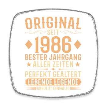 Original Jahrgang 1986 Baujahr Geburtstag - Viereckiger Kühlschrankmagnet - Weiß - Vorne