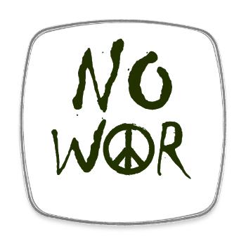 NO WAR – Statement für den Frieden gegen den Krieg - Viereckiger Kühlschrankmagnet - Weiß - Vorne
