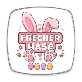 Frecher Hase - Süßes Kawaii Osterhasen - Viereckiger Kühlschrankmagnet - Weiß - Vorne