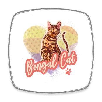 Bengal Cat Vintage Cats Design for Animal Lovers - Square fridge magnet - white - Front