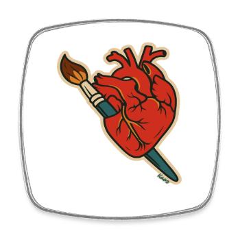 Crimson Heart mit Pinselkunst - Viereckiger Kühlschrankmagnet - Weiß - Vorne