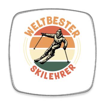 Skifahren WELTBESTER SKILEHRER Lustiges - Viereckiger Kühlschrankmagnet - Weiß - Vorne
