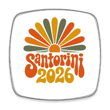 Santorini 2026 Sunburst - Square fridge magnet - white - Front