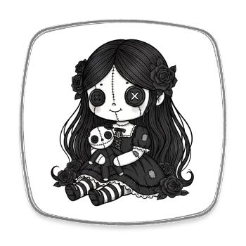 Gothic Bunny Weirdcore Dark Horror Animal Doll - Square fridge magnet - white - Front