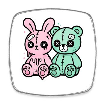 Gothic Bunny Weirdcore Dark Horror Animal Doll - Square fridge magnet - white - Front