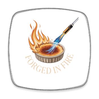 Forged In Fire Creme Brulee Dessert Flame - Square fridge magnet - white - Front
