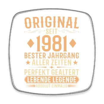 Original Jahrgang 1981 Baujahr Geburtstag - Viereckiger Kühlschrankmagnet - Weiß - Vorne