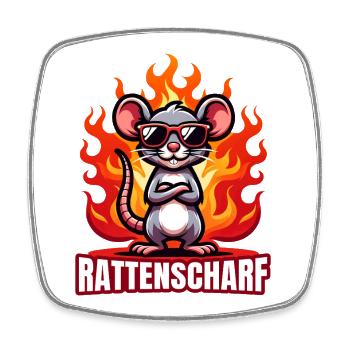 Rattenscharf Lustige Ratte - Cooler Spruch - Viereckiger Kühlschrankmagnet - Weiß - Vorne
