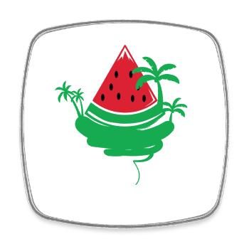 Watermelon Summer Party Paradise with Palm Trees - Square fridge magnet - white - Front