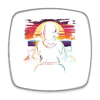 Gamer Synthwave - Square fridge magnet - white - Front